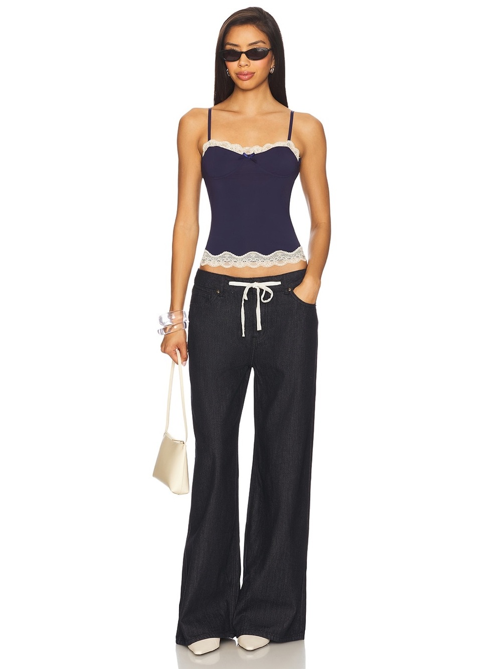 Lioness Navy Blue Lace-Trim Camisole - Picture 4 of 13